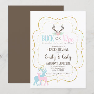 Buck or Doe Geschlechter-R Reveal-Party Baby Showe Einladung