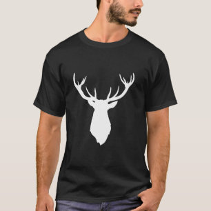 Buck Stag Deer Head Antlers Weiße Silhouette T-Shirt
