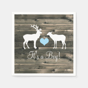 Buck und Doe (blau) Baby Shower Serviette