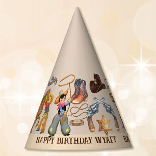 Buckaroo Cowboy Birthday Party Boy's Name Niedlich Partyhütchen