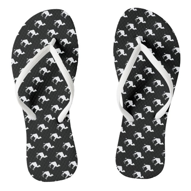 Buckel-Tageskamel-Liebe Schwarzweiss Flip Flops (Fußbett)