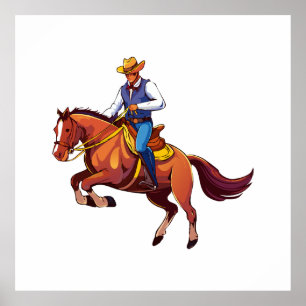 Buckelndes Pferd mit dem Mann Poster