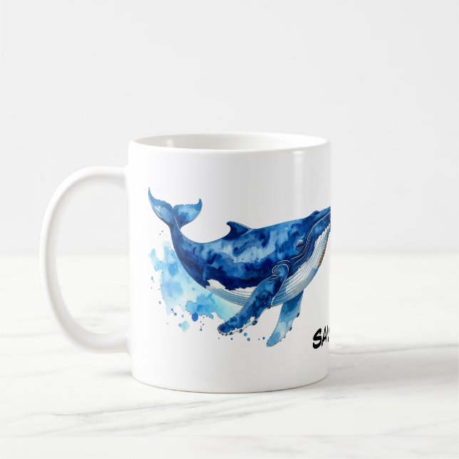 Buckelwal Hope Timmy in Aquarell  Kaffeetasse (Links)