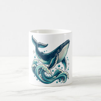 Buckelwal mit türkisfarbenen Meereswellen Kaffeetasse