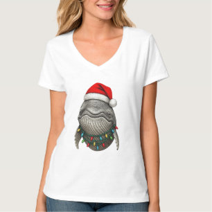 Buckelwal mit Weihnachtsmannmütze und Weihnachten  T-Shirt