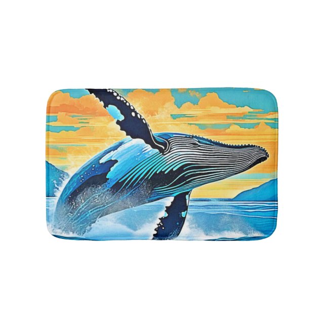 Buckelwal-Ozean-Freiheits-Sprung-Design Badematte (Vorderseite)