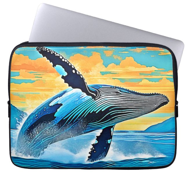 Buckelwal-Ozean-Freiheits-Sprung-Design Laptopschutzhülle (Vorderseite)