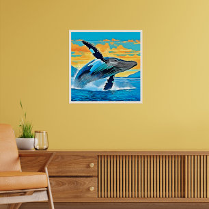 Buckelwal-Ozean-Freiheits-Sprung-Design Poster