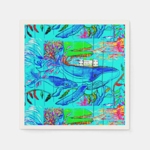 Buckelwale unter Wasser Serviette