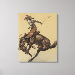 „Buckendes Pferd“ Western Art von Will James Leinwanddruck