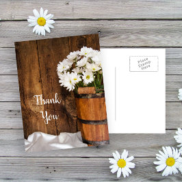 Bucket and White Daisies Barn Wedding Vielen Dank Postkarte