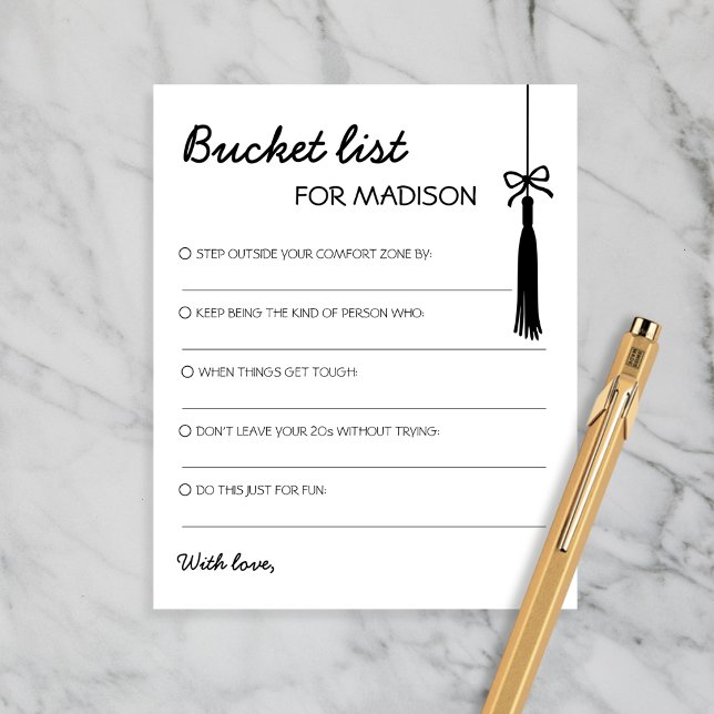 Bucket List Black & White Advice Chic Graduation (Bucket List Black & White Advice Chic Graduation)