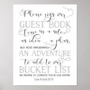Bucket List Gästebuchssignatur Poster