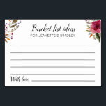 Bucket List-Ideen für Hochzeitskarten für Burgund  Tischnummer<br><div class="desc">Diese wunderschönen personalisierten Eimerkarten sind das perfekte Kompliment für Ihren Hochzeitsempfang oder Ihre Brautdusche. Dieses Design bietet bordeauxfarbene Blume und Platz für die Gäste,  um ihre Eimer-Liste Ideen von Orten oder Aktivitäten für die Neuvermählten in ihrem Leben verlassen.</div>