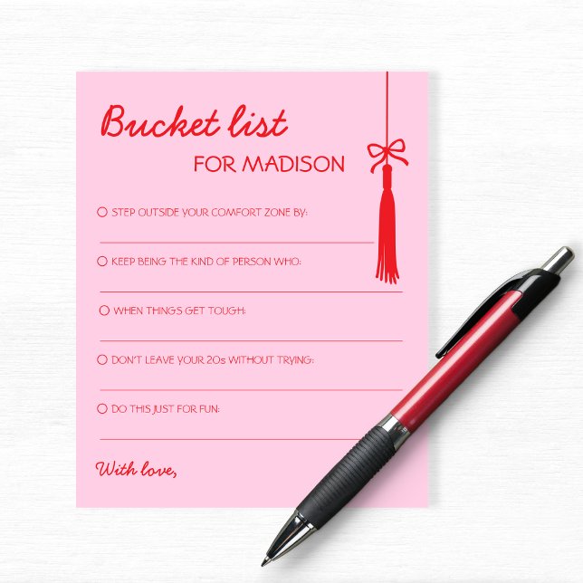 Bucket List Pink & Red Advice Graduation (Bucket List Pink & Red Advice Graduation)