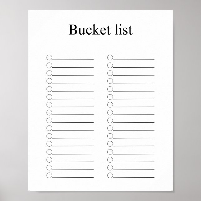 Bucket list poster (Vorne)