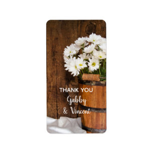 Bucket White Daisies Barn Wedding Danke Tags Adressaufkleber
