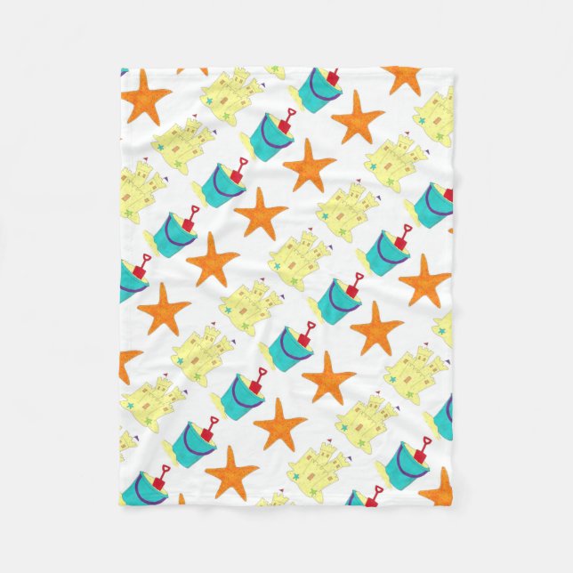 Bucketbucketstrand von Starfish Sand Toys Castle Fleecedecke (Vorderseite)
