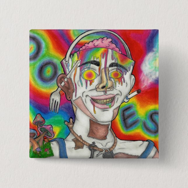 "Buckethead" Original Square Button (Vorderseite)