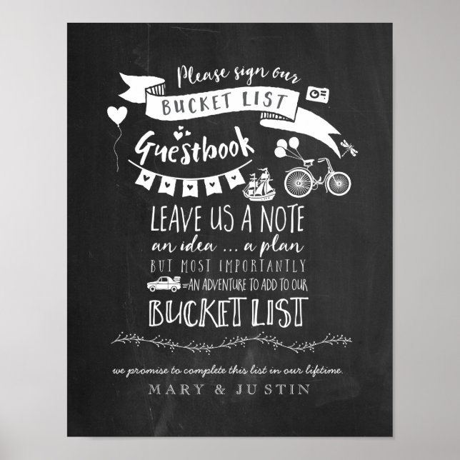 Bucketlist Guestbook Wedding Poster (Vorne)