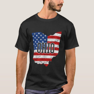 Buckeye Amerikanische Flagge Ohio Heimatstaat Vint T-Shirt