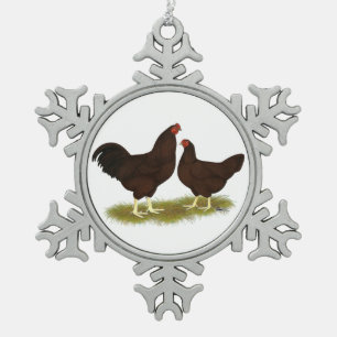 Buckeye-Hühner Schneeflocken Zinn-Ornament