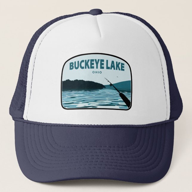 Buckeye Lake Ohio Angelrute Truckerkappe (Vorderseite)