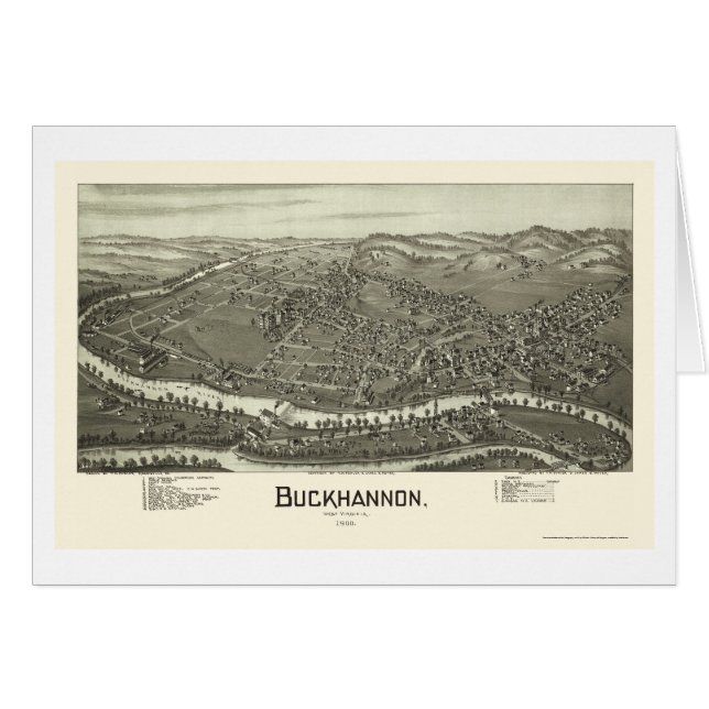 Buckhannon, WV panoramische Karte - 1900 (Vorderseite (Horizontal))