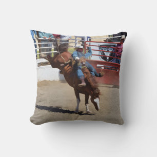 Bucking Bareback Bronco und Rodeo Cowboy Cushion Kissen