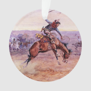 "Bucking Bronco" Cowboy Art von Charles Russell Ornament