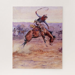 "Bucking Bronco" Cowboy Art von Charles Russell Puzzle