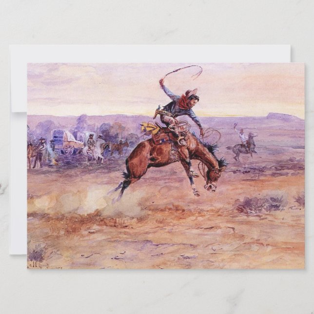 Bucking Bronco (von Charles M. Russell) Karte (Vorderseite)