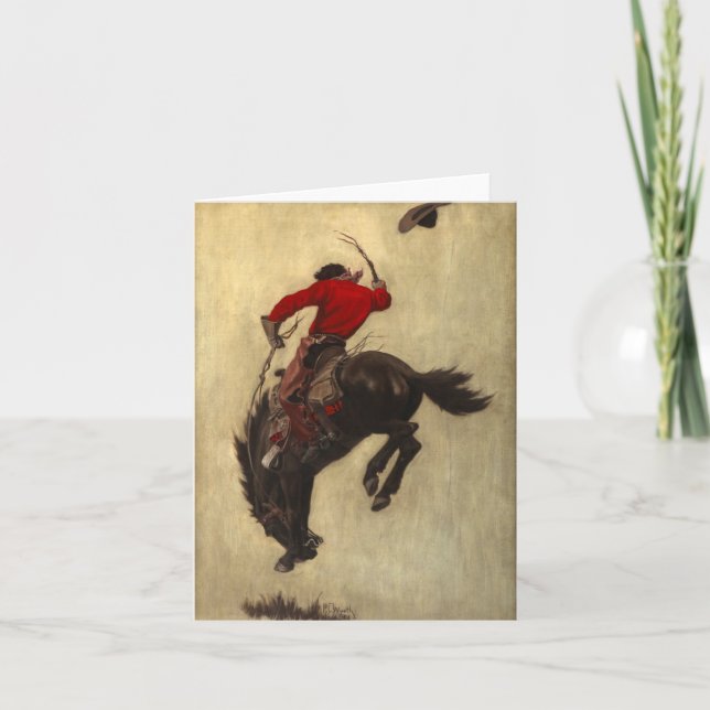 Bucking Bronco von Newell Convers Wyeth Dankeskarte (Vorderseite)