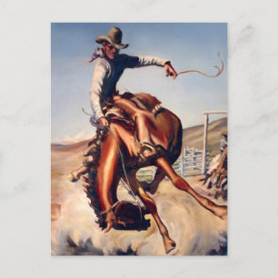 "Bucking Bronco" Western Art von Will James Postkarte