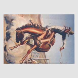 "Bucking Bronco" Western Art von Will James Seidenpapier