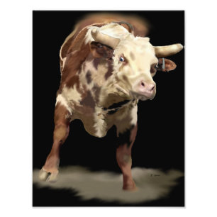 Bucking Bull Art Print Fotodruck