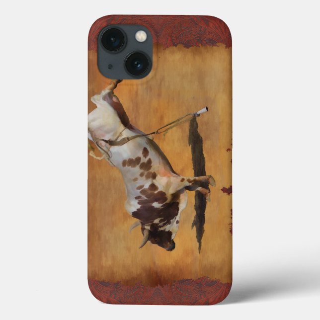 Bucking Rodeo Bull auf Imitat Parchment Designer G Case-Mate iPhone Hülle (Rückseite)