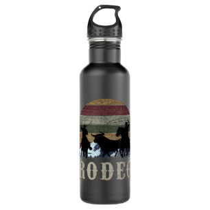 Bucking Rodeo Cowboy Team Roping Pferdereiten Rett Edelstahlflasche