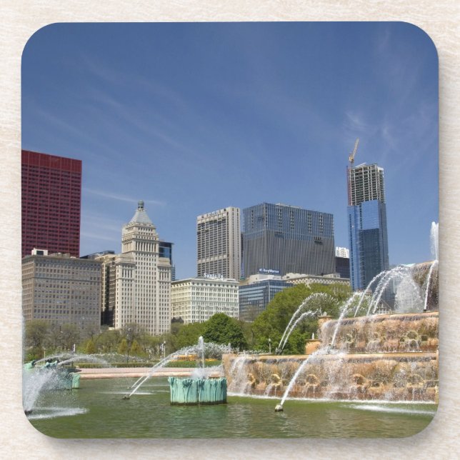 Buckingham-Brunnen in Grant Park, 2 Getränkeuntersetzer (Vorderseite)