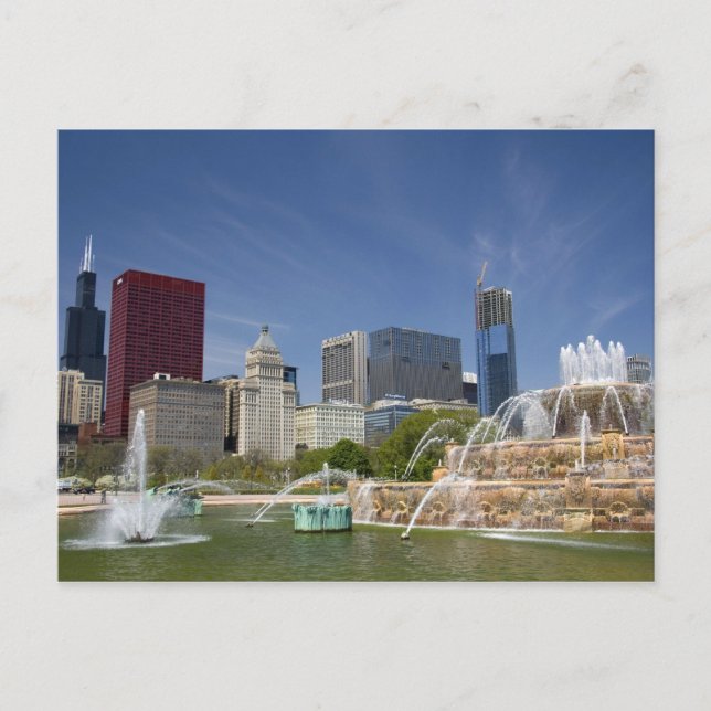 Buckingham Fotain in Grant Park, 2 Postkarte (Vorderseite)