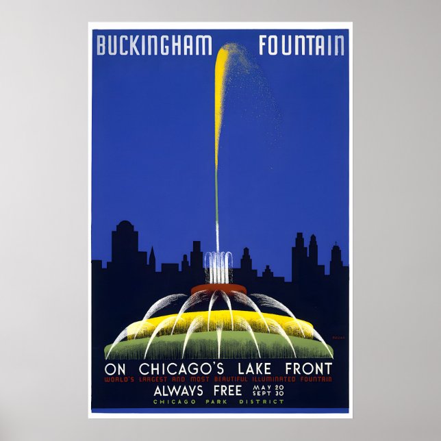Buckingham Fountain - Chicago Reiseplakat Poster (Vorne)
