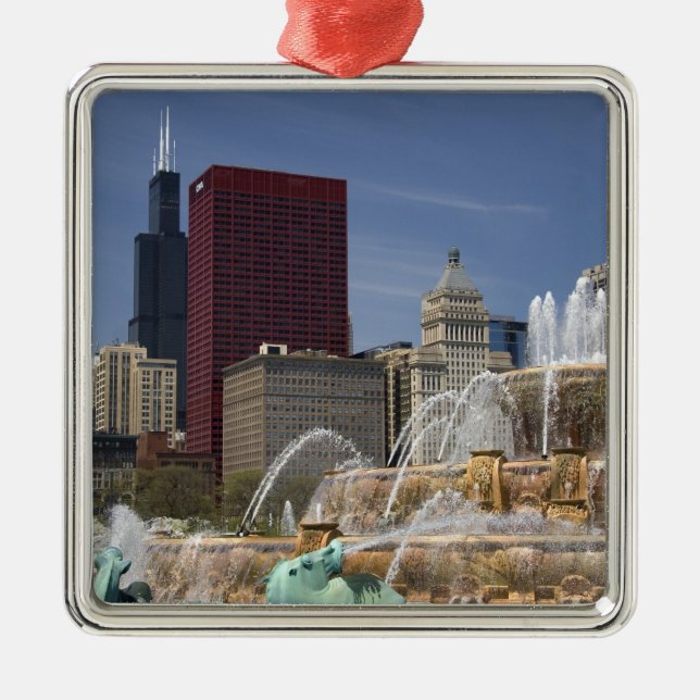 Buckingham Fountain in Grant Park Silbernes Ornament (Vorne)