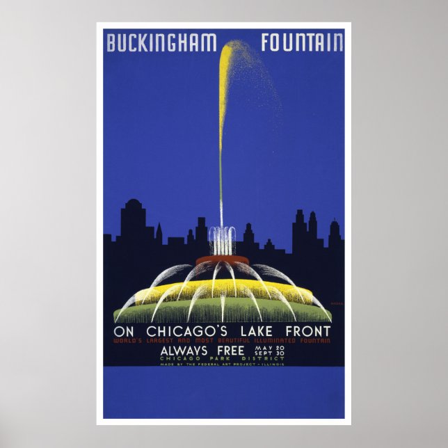Buckingham Fountain Vintag WPA Poster (Vorne)