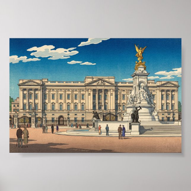 Buckingham Palace Japanese Woodblock Print Poster (Vorne)