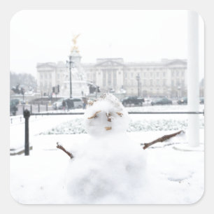 Buckingham Palace Snowman London Quadratischer Aufkleber