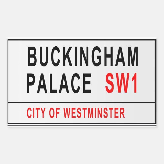 Buckingham Palace Street Sign London Old Style Rechteckiger Aufkleber (Vorderseite)