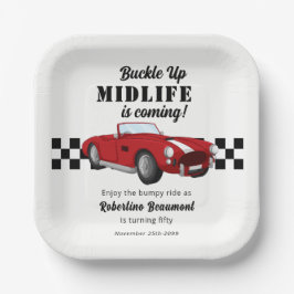 Buckle Up Funny Midlife Car 50th Birthday Pappteller