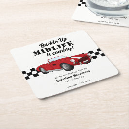 Buckle Up Funny Midlife Car 50th Birthday Rechteckiger Pappuntersetzer