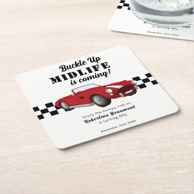 Buckle Up Funny Midlife Car 50th Birthday Rechteckiger Pappuntersetzer (angewinkelt)