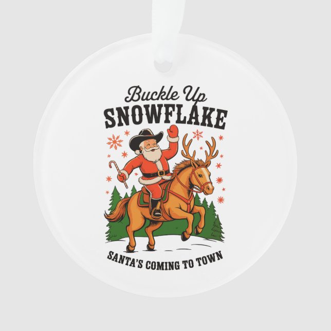 Buckle up Snowflake Rodeo Cowboy Weihnachten Ornament (Vorderseite)